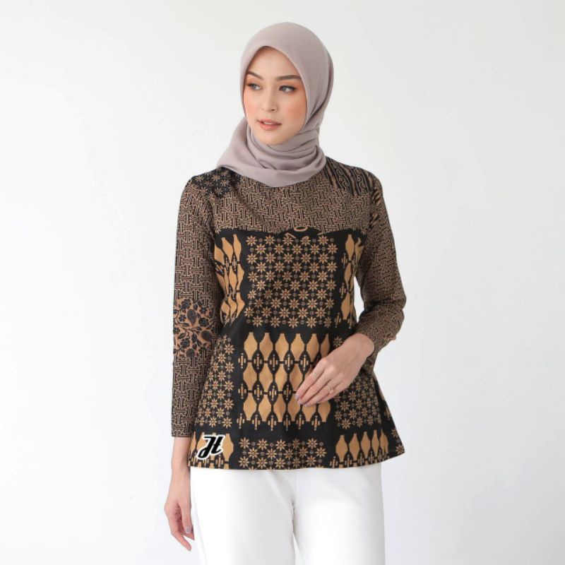 tey-17 Batik wanita ASJ SA HRB026 Kenongo Kemeja Tosca Pendek-Pager jt