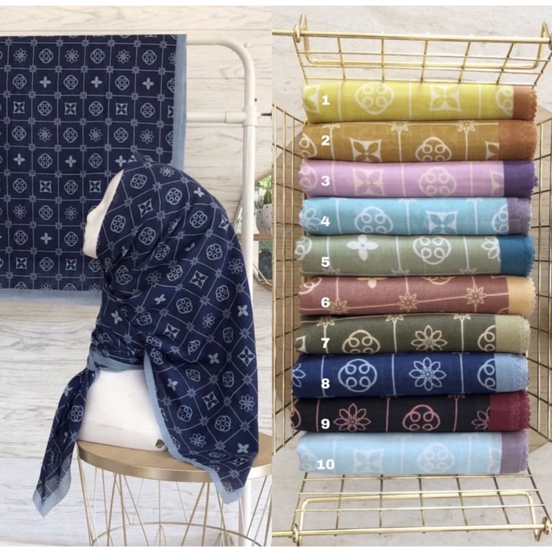 Segiempat Voal Motif Premium / Voal Motif Bunga