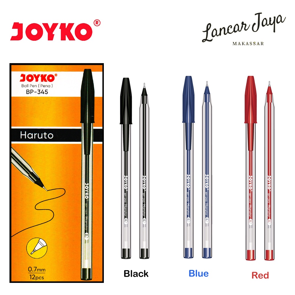 

[ 1 BOX / 12 PCS ] Ballpen Pulpen Pen Joyko BP-345 Haruto 0.7 mm