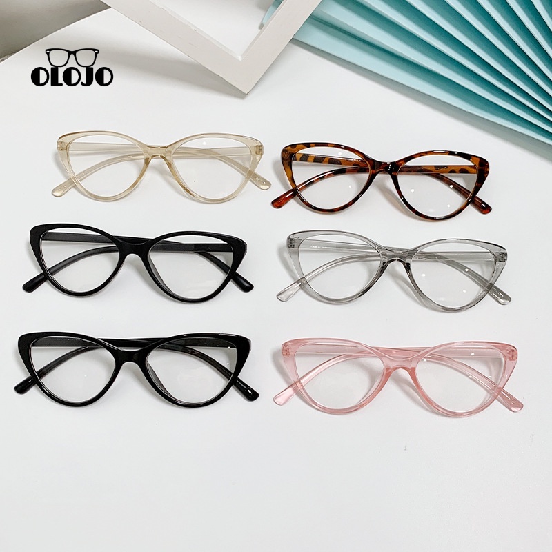 COD Kacamata Korea Wanita Kacamata Anti Radiasi Retro Wanita Fashion Cat Eye Eyeglasses Versatile Optical Glasses ol2