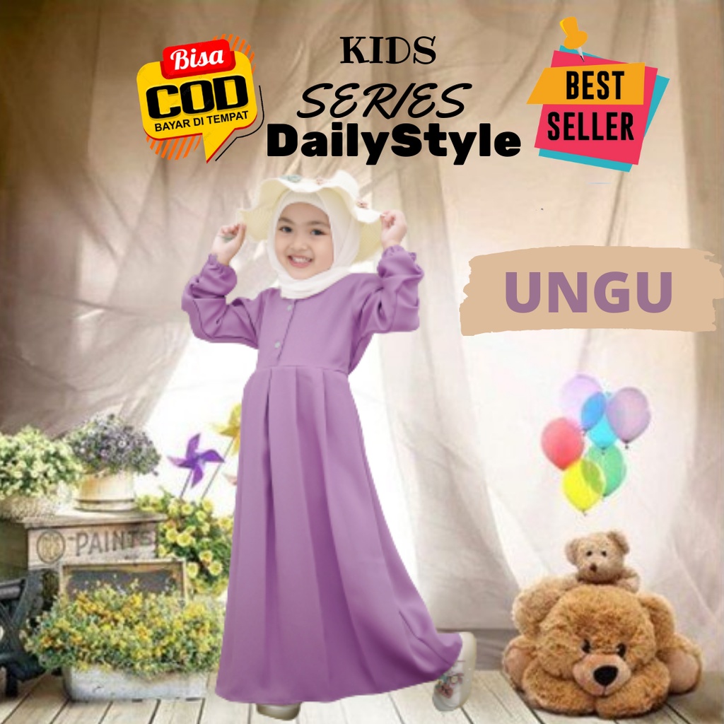TERLARIS Gamis Malaysia Anak Terbaru 2022 Gamis Polos Anak Perempuan Baju Muslim Anak one Set Atasan