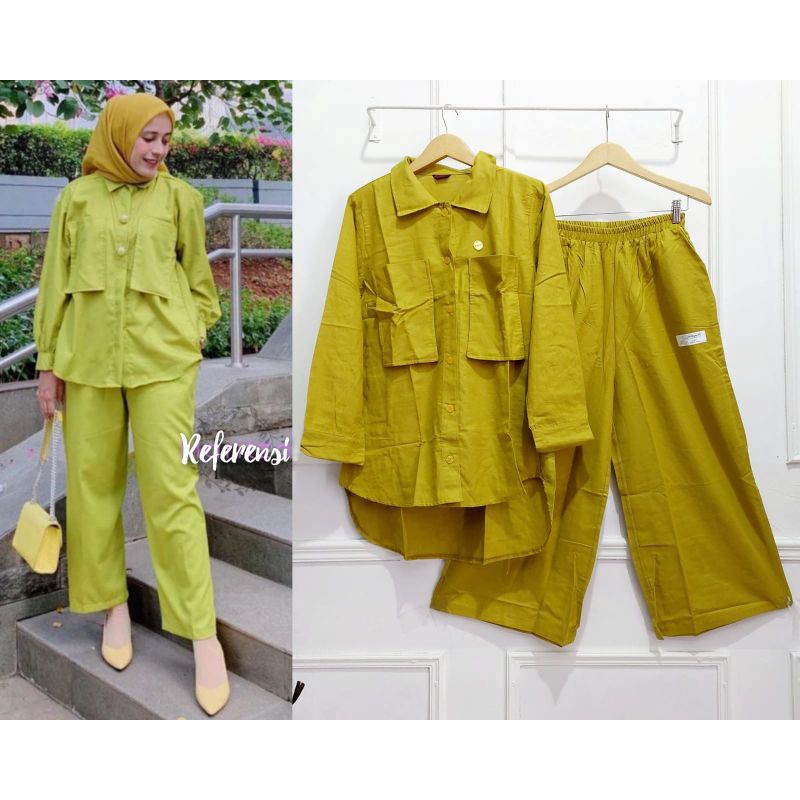 SAVILA SET//ONE SET LINEN//SETELAN KULOT