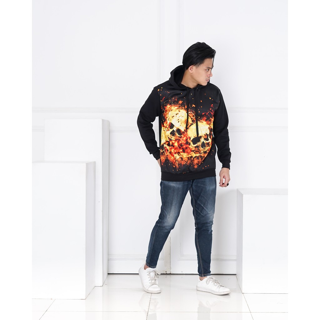 Hoodie Pria / Hodie Pria  / Jaket PriaJumper Printing 3D Tengkorak Premium Distro Bahan Flce UK L/XL