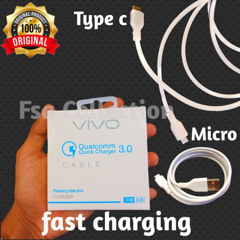 QC3.0 KABEL DATA VIVO MICRO USB  &amp;  TYPE C QUICK CHARGE VIVO [VIVO QUALCOMM]