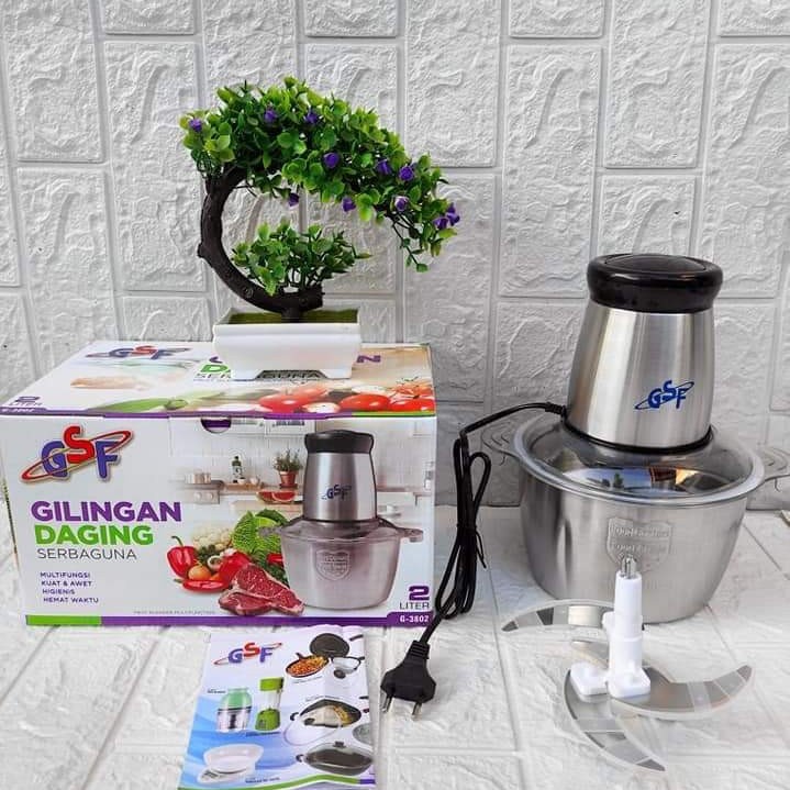 GSF 3802 Food Processor Elektrik Chopper Daging Bumbu Listrik 2 Liter