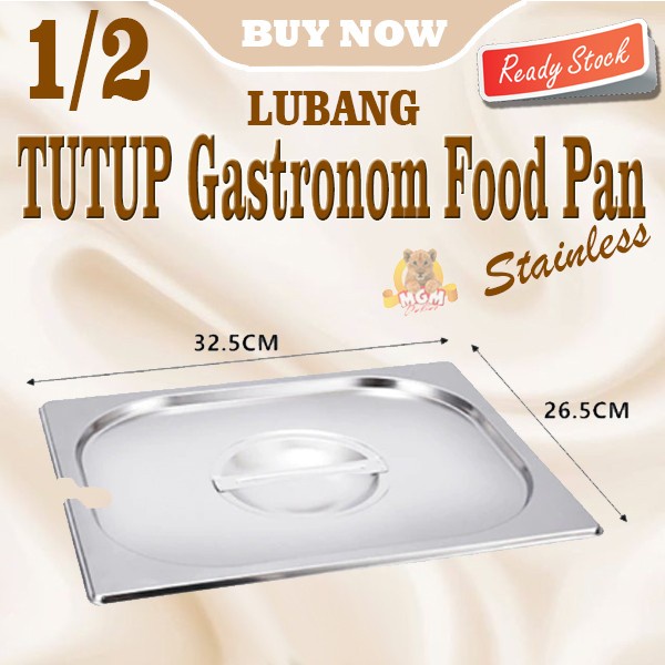 Tutup Food pan Stainless 1/2 gastronorms Cover open LUBANG prasmanan