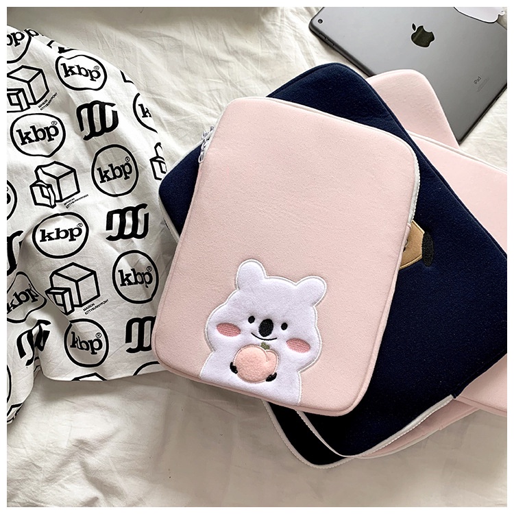 Sleeve Pouch Sarung Tas Bag Case Ipad Tab Tablet Macbook Air Pro Laptop Asus Acer Lenovo HP Huawei 11 12 13 14 15 inch Motif Gambar Tupai Squirrel Warna Biru Navy Pink Lucu Cute Murah Korean Model