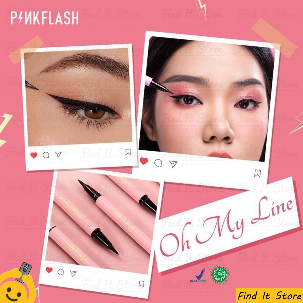 PINKFLASH Waterproof Easy Eyeliner Pen | Pink Flash Smoodgeproof Eyeliner Waterproof BPOM