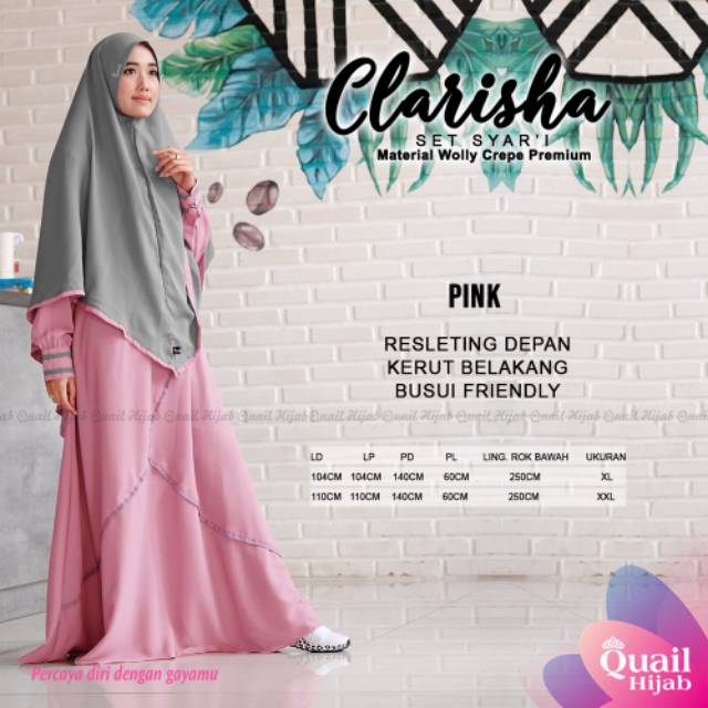 Gamis Set Syari Busui Polos Plus Jilbab Jumbo Clarisha Ori Quail Hijab Grosir Gamis Termurah Solo