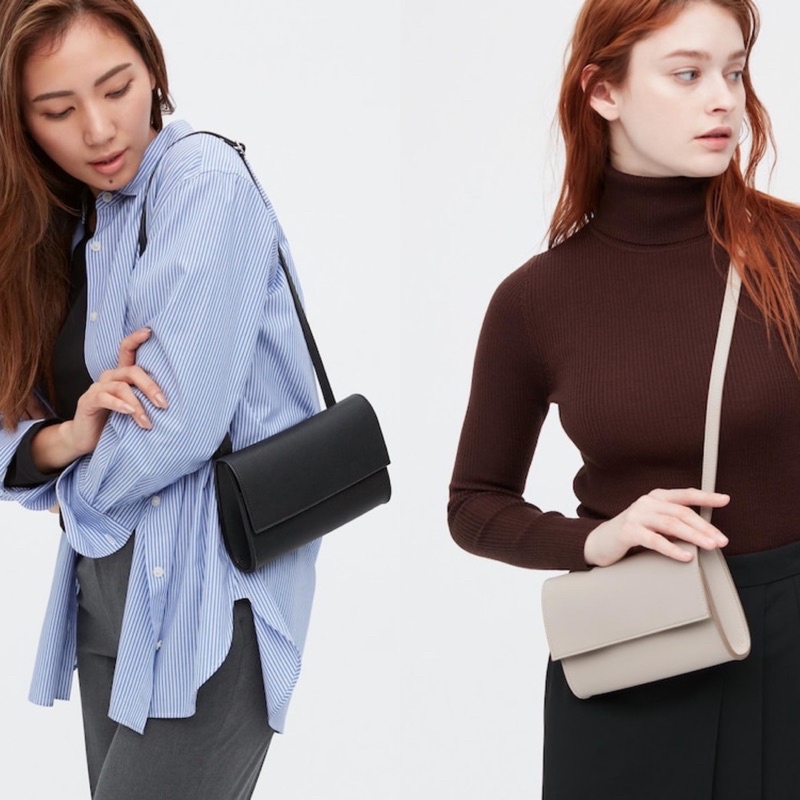 Woman Uniqlo Tas Bahu Selempang Square Faux Leather