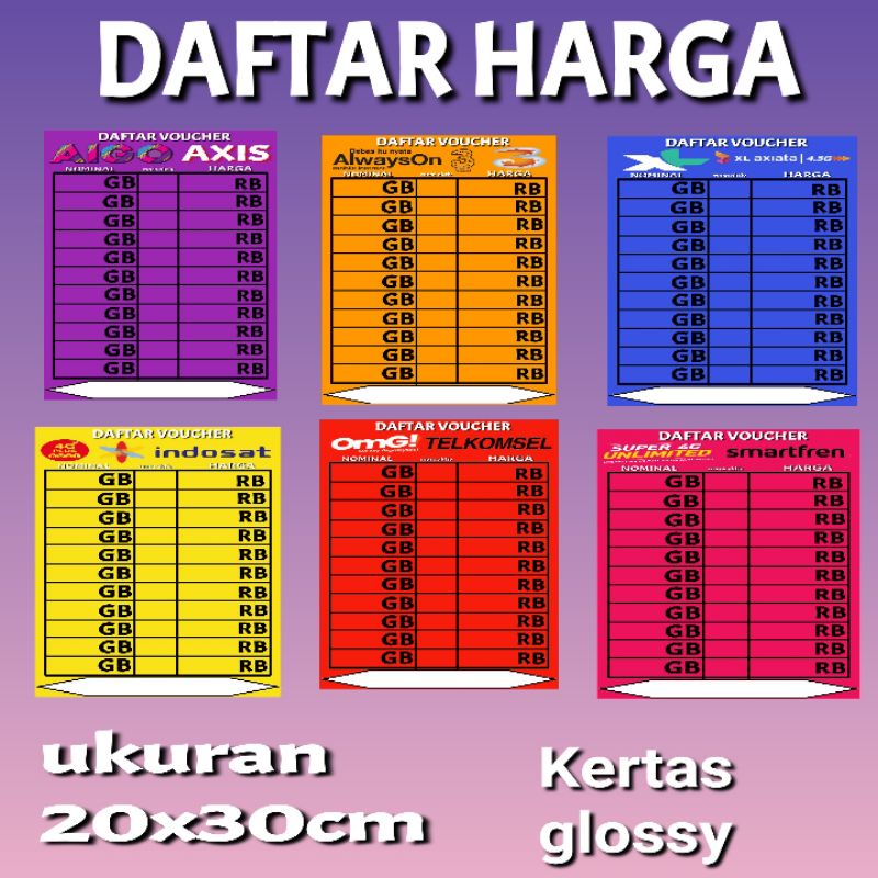 

DAFTAR HARGA PRUDUK KONTER Y63