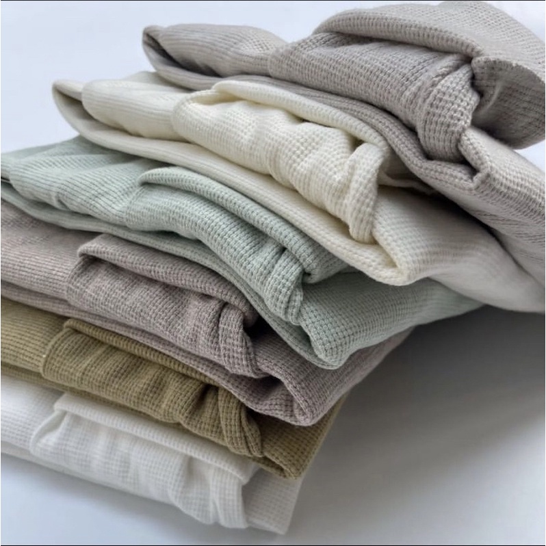(COD) Kaos RIB Deluxe lengan panjang wafer grosir Basic premium polos rajut knit tee ruby kallyoutfi