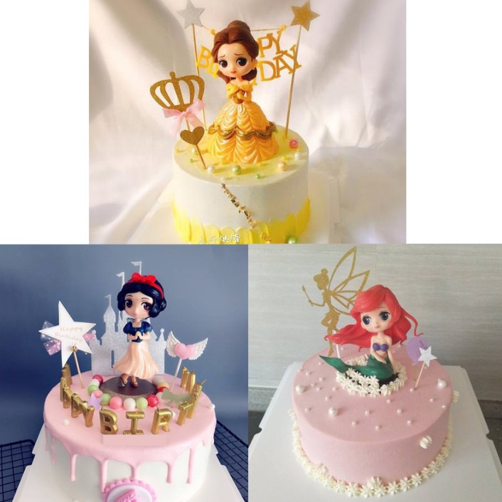 Action Figure Cake Topper Disney Princess Ariel Elsa Cinderella Hiasan Kue Ultah