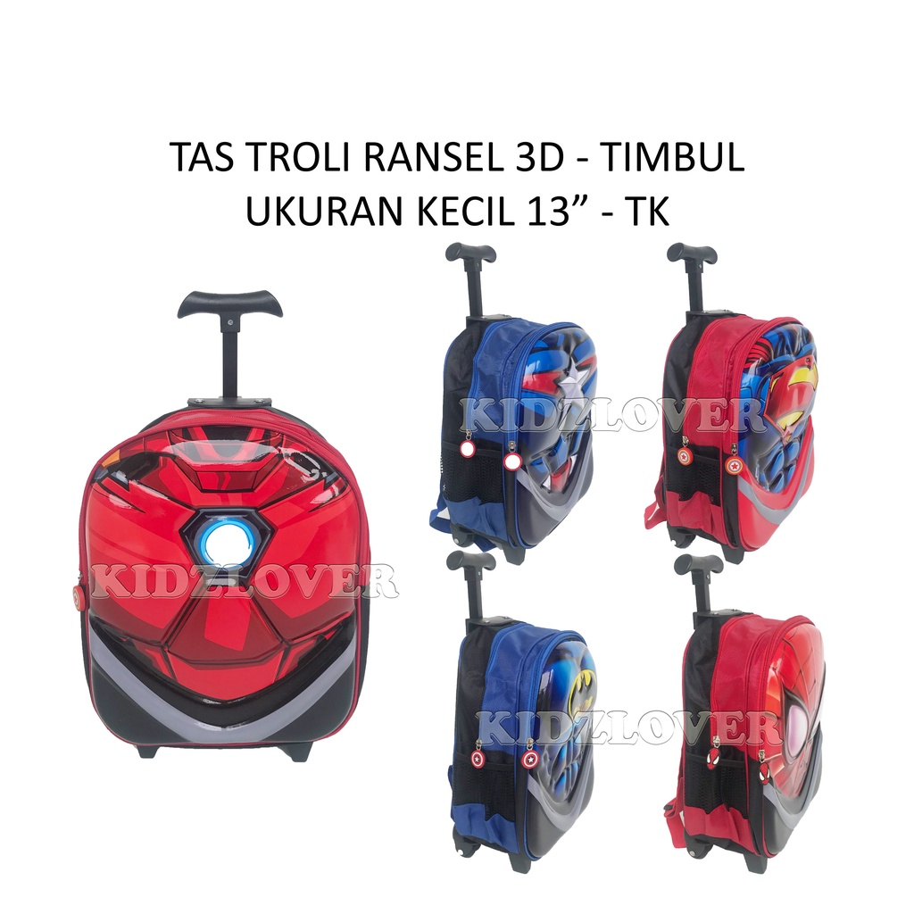 TROLI TAS Timbul Glossy Ransel Sekolah TK Anak Laki Laki Motif 3D Timbul IMPORT