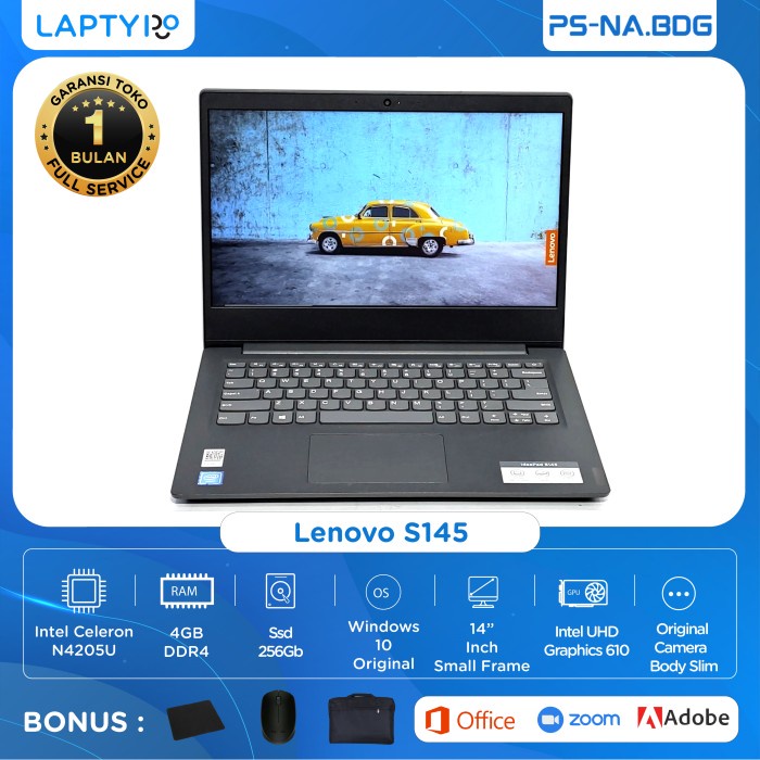 Laptop Lenovo S145/Intel Celeron N4205U/Ram 4Gb/Ssd 256Gb