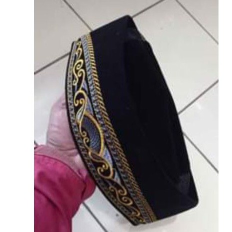 Songkok peci kopiah hitam motif NU&Aceh beludru kualitas premium