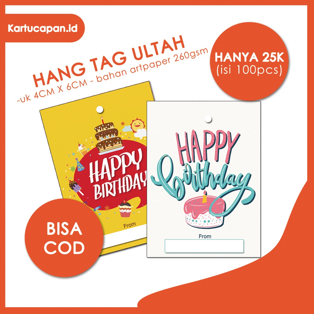 

HANG TAG/KARTU HADIAH UNTUK ACARA ULANG TAHUN, BIRTHDAY BENTUK UNIK