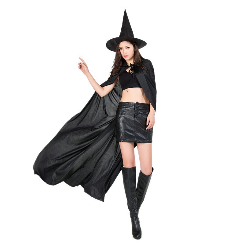 Topi dan jubah penyihir nenek sihir witch dewasa kostum halloween