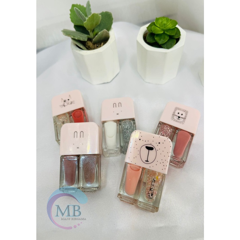 2IN1 kutek cat kuku Korea Lucu 2 Warna Gel Nail polish MB2969