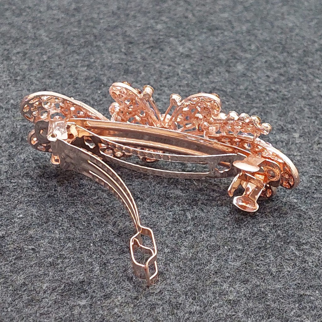 Jepit Rambut Otomat Wanita premium motif merak full mata zirkon import 8.5cm JO51#