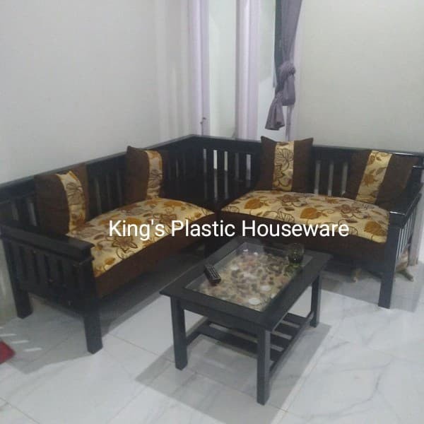 Kursi Kayu - Kursi Minimalis Kayu L Sudut + Meja Kerang