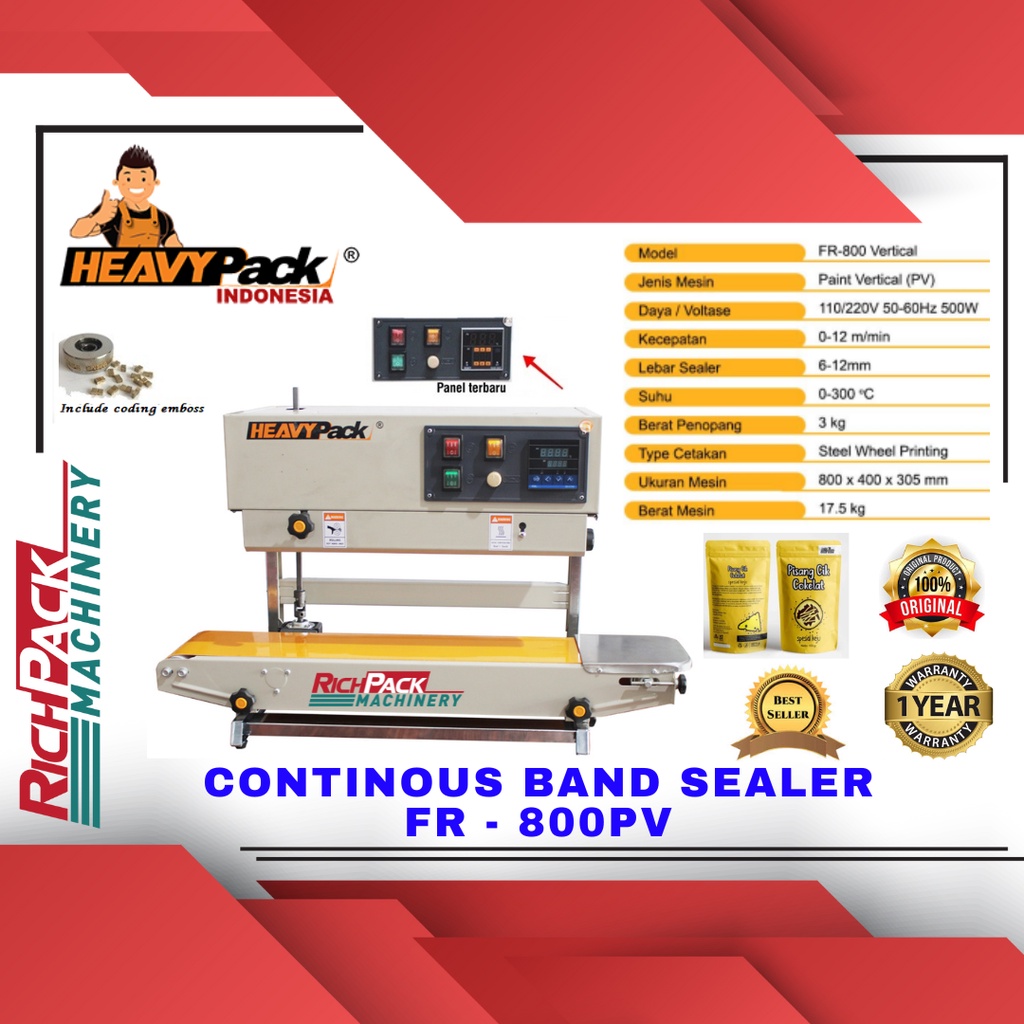 Heavypack FR-800PV Continuous Band Sealer Mesin Segel Plastik
