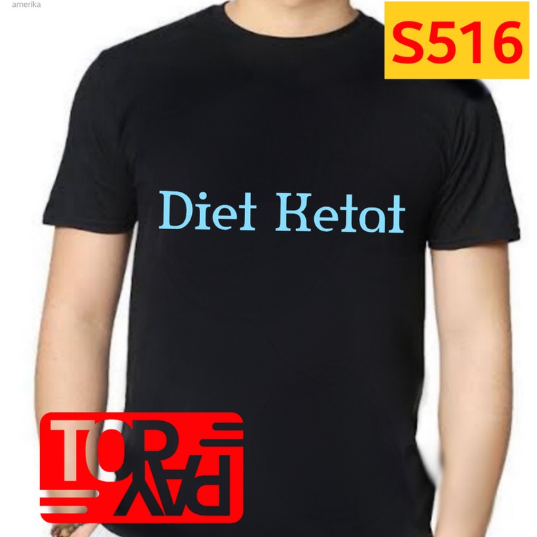 S516 tshirt baju pria wanita kata diet ketat