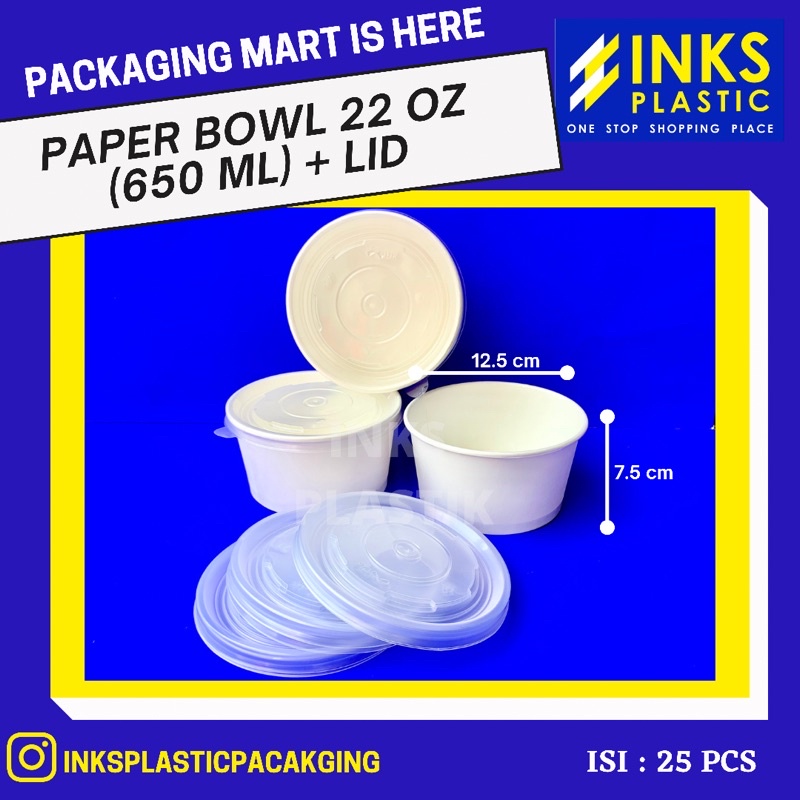 Jual Paper Bowl Mangkok Kertas Oz Ml Plus Tutup Lid Set