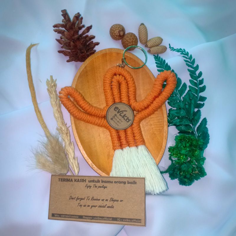 MACRAME CACTUS/ Macrame Kaktus MACRAME RAINBOW SMALL | Gantungan Kunci | Gantungan Tas | Souvenir | 