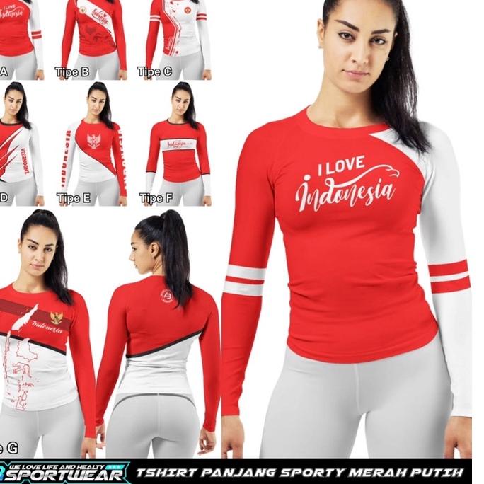 Special Price.. Tshirt Panjang Merah Putih AB Sportwear