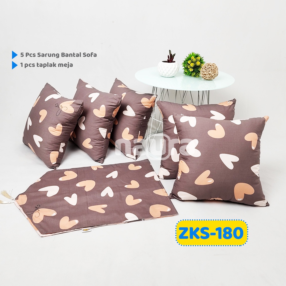 [PAKET ZKS] 5 PCS Sarung Bantal Sofa + Taplak Meja