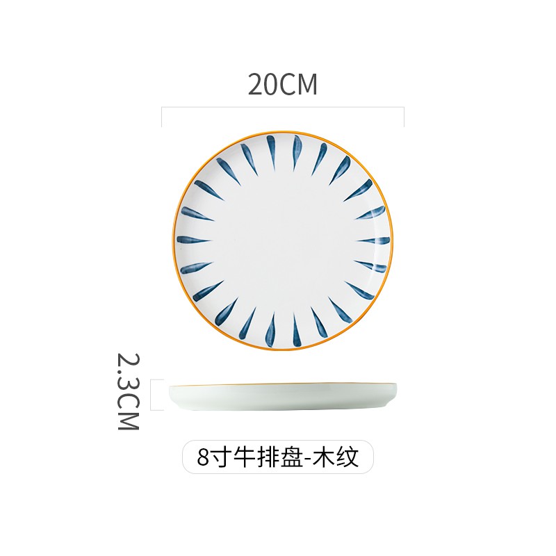 piring keramik makan bulat steak dan biasa 8 inch design jepang korea bisa untuk oven panggang-prg steak grs kbawah