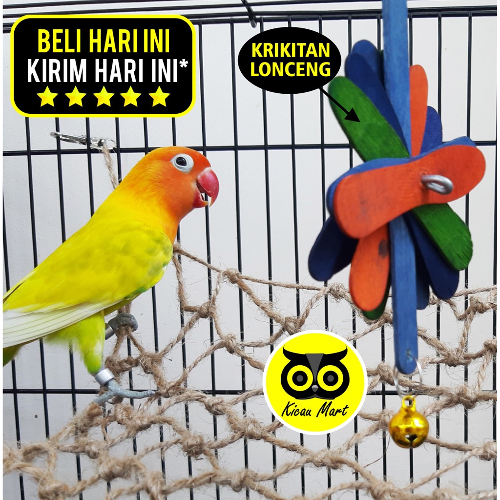 KAYU STIK LONCENG KRIKITAN GIGITAN COKOTAN BURUNG MAINAN LOVEBIRD PENURUN PEREDAM OVER BIRAHI STIKJL