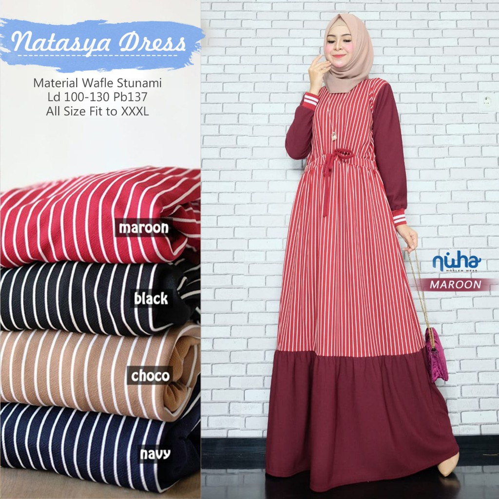Gamis Motif Garis NATASYA DRESS by NUHA
