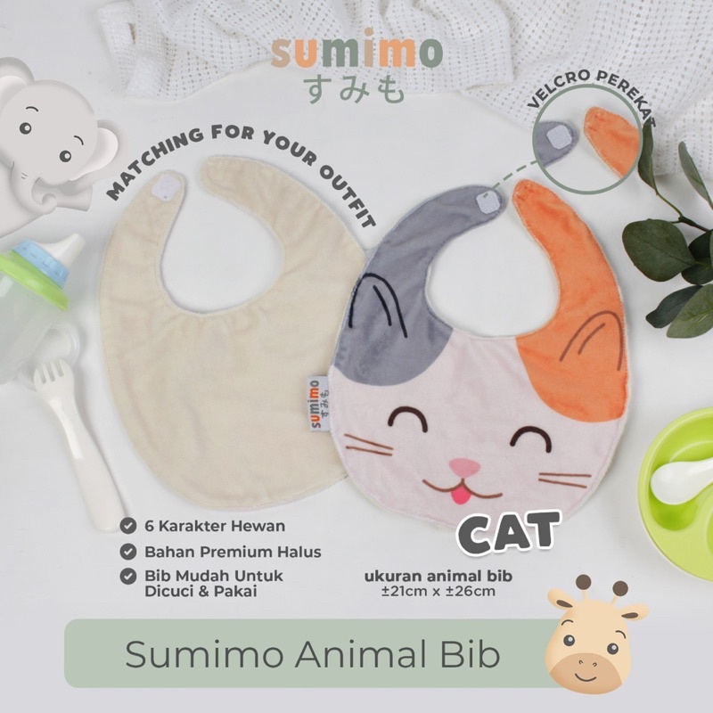 Sumimo ANIMAL BIB / Celemek Bayi / Slaber Tatakan Iler Tatakan Makan Gambar Binatang