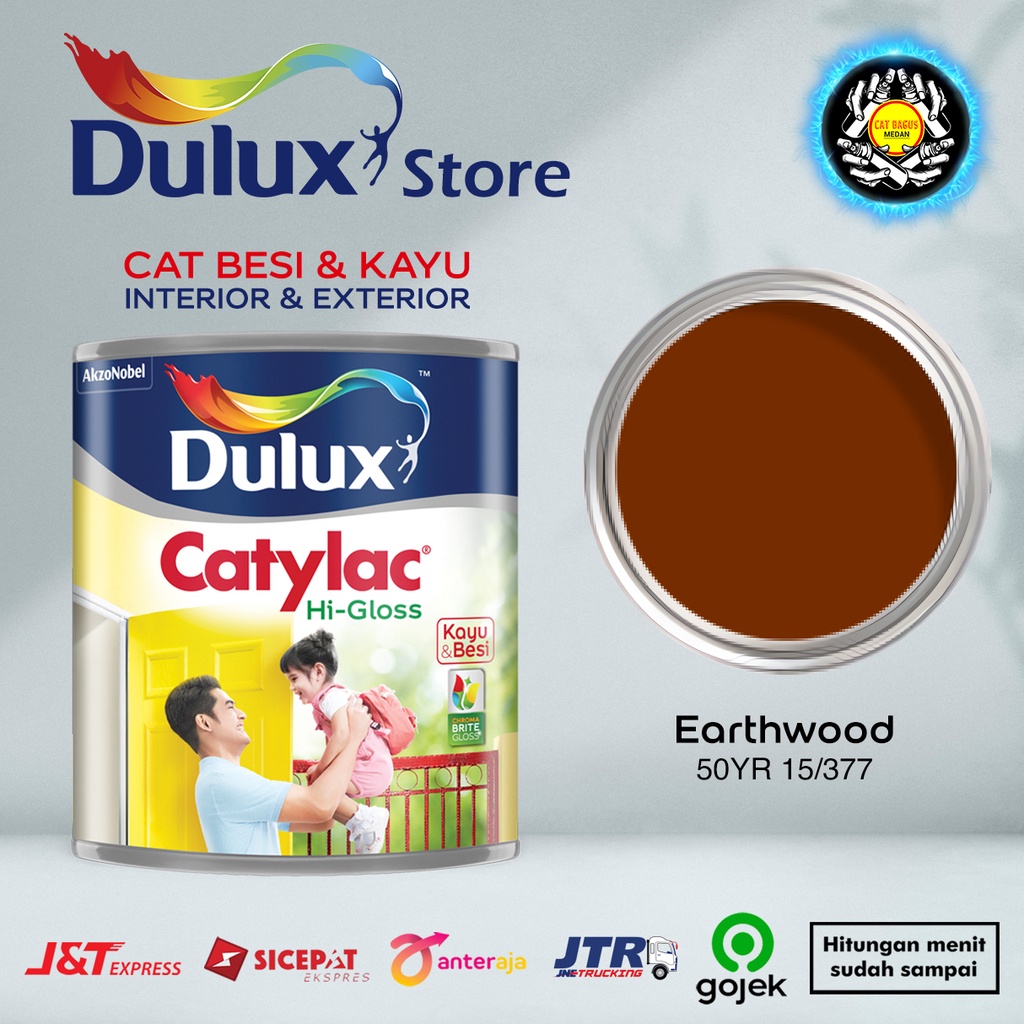 CAT MINYAK CAT KAYU DAN BESI DULUX CATYLAC HI-GLOSS 1 KG WARNA EARTHWOOD 50YR 15/377 COKELAT COKLAT MUDA 1KG CAT KUSEN PINTU JENDELA ENAMEL ANTI KARAT ANTI RAYAP GOJEK HIGLOSS VGLOSS V-GLOSS AVIAN BEE BRAND 1000 JUNIOR EXTERIOR TERMURAH DI MEDAN BINJAI