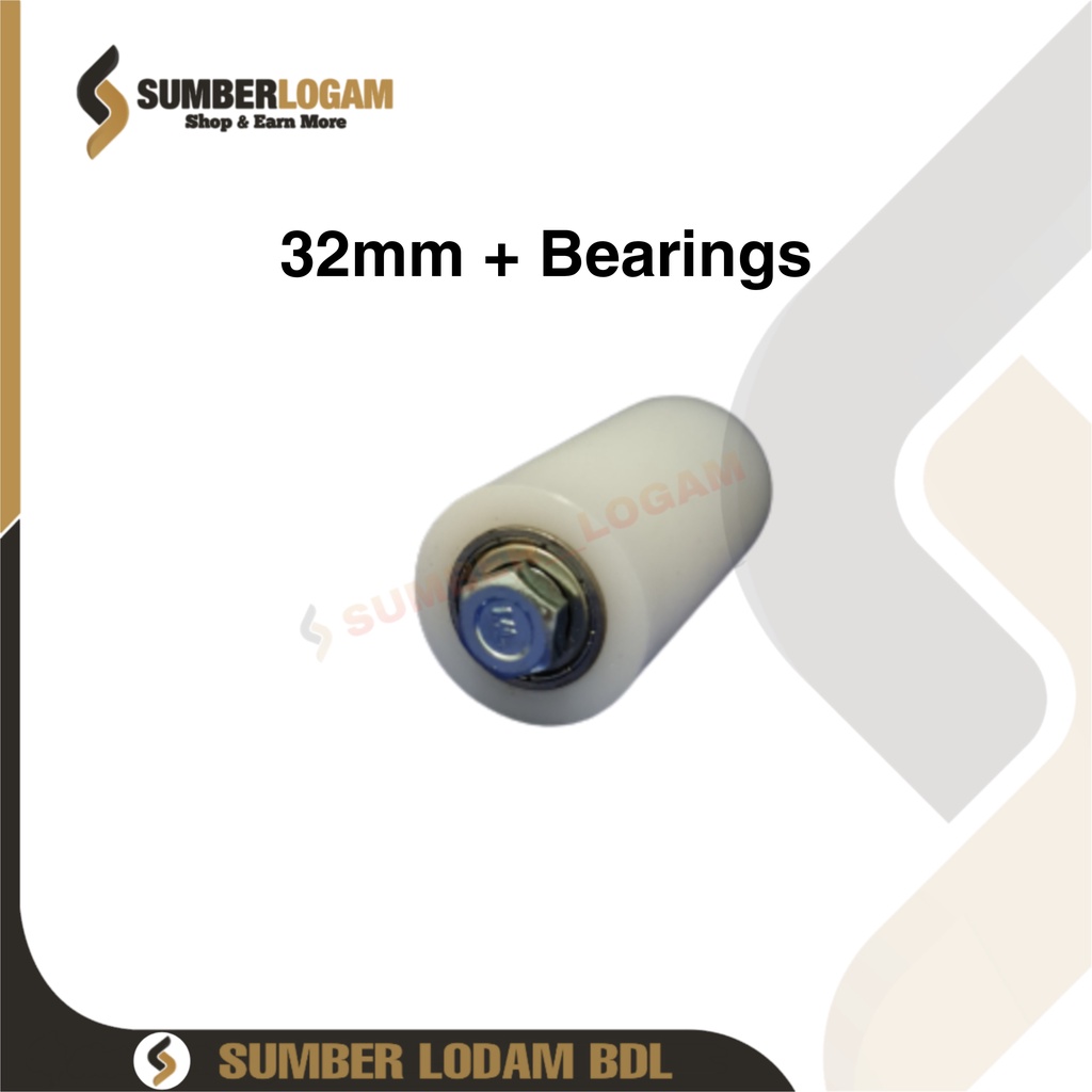 Roda Nilon 32mm + Bearings Pintu Pagar Besi / Stainless Steel