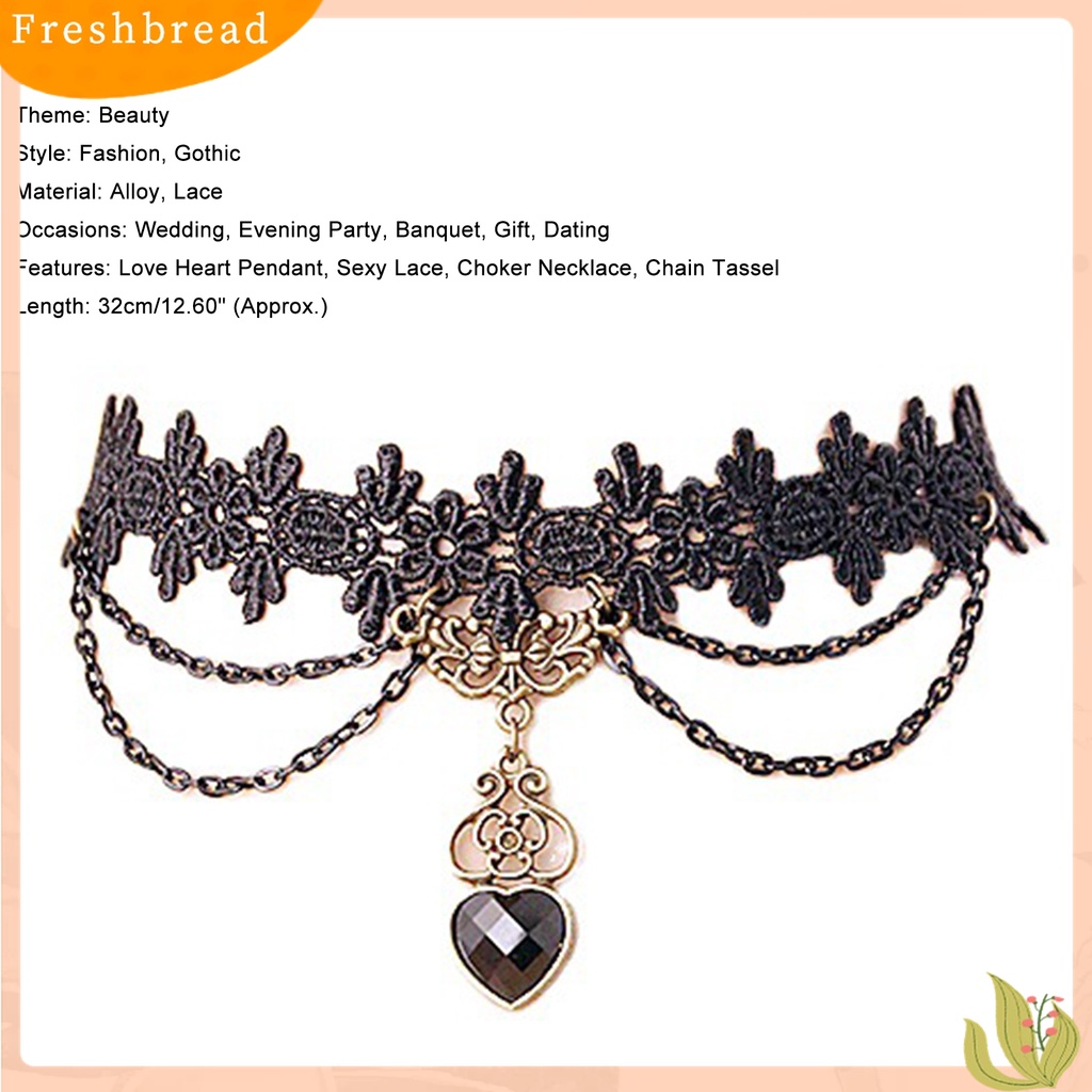 [TERLARIS]Necklace Colorfast Lace Edge Alloy Black Lace Chain Necklaces for Wedding