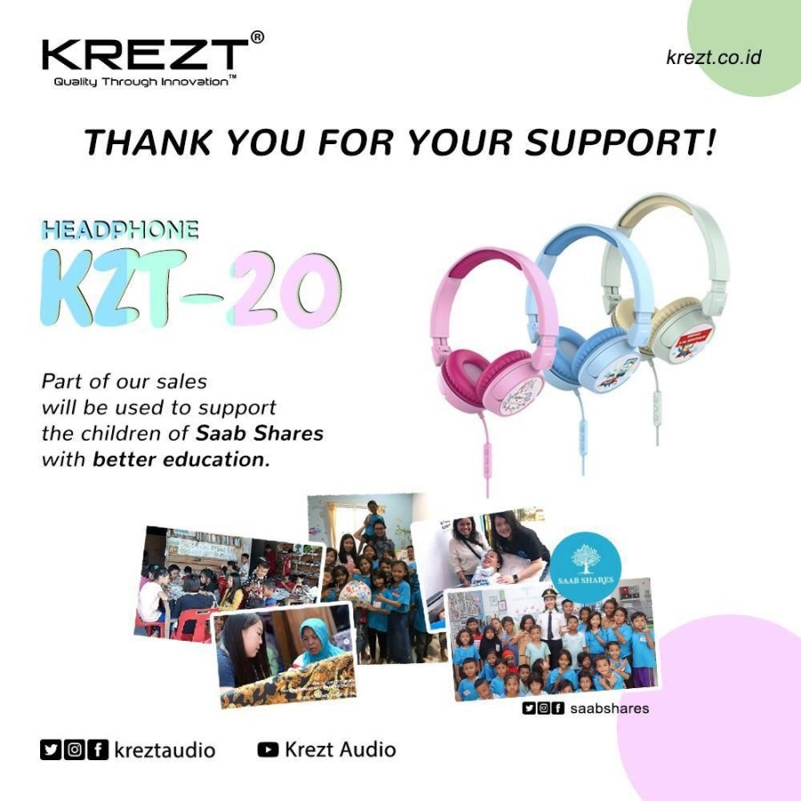 KIDS HEADPHONE KREZT KZT20 - HEADSET ANAK - HEADPHONE ANAK