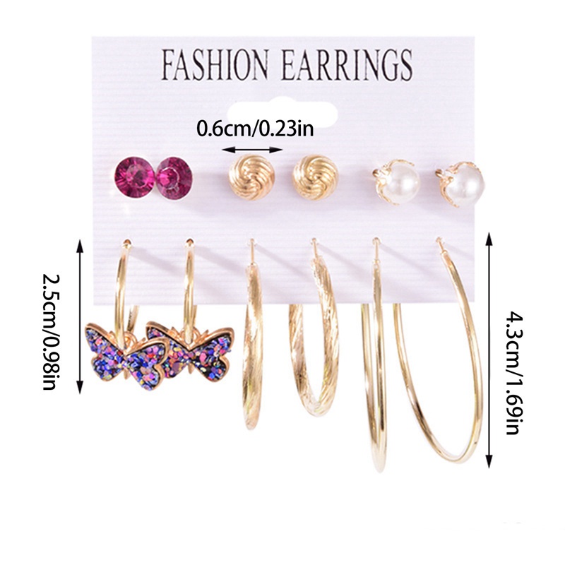 Fancyqube Fancycube 1 Set Anting Tusuk Desain Geometri Hias Mutiara Zircon Bahan Metal Untuk Wanita