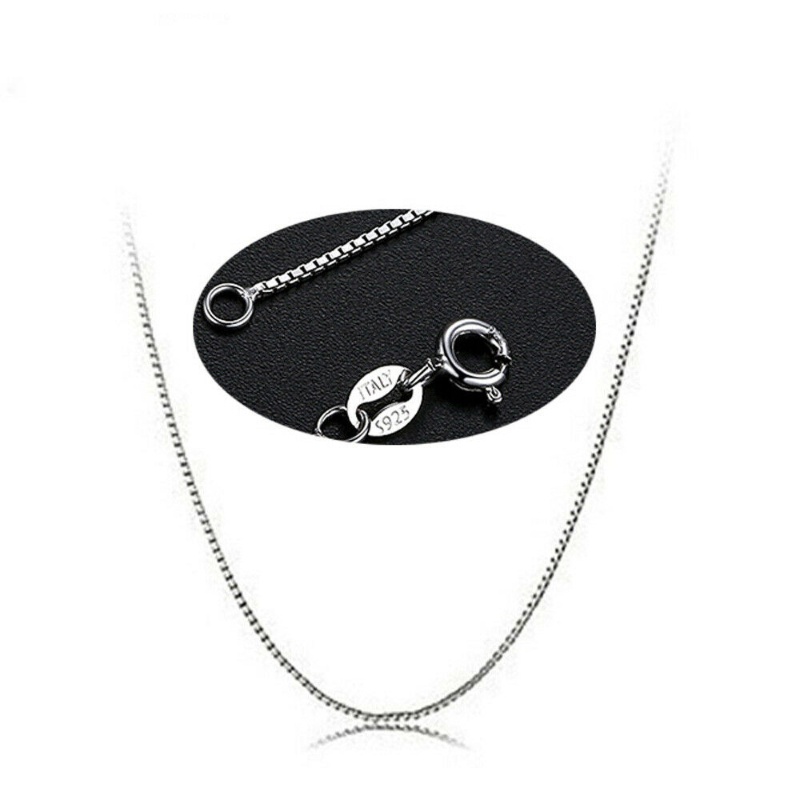 Nyata Padat 925 Sterling Silver Kalung 0.8MM Kotak Rantai 35-65 CM Wanita Hadiah