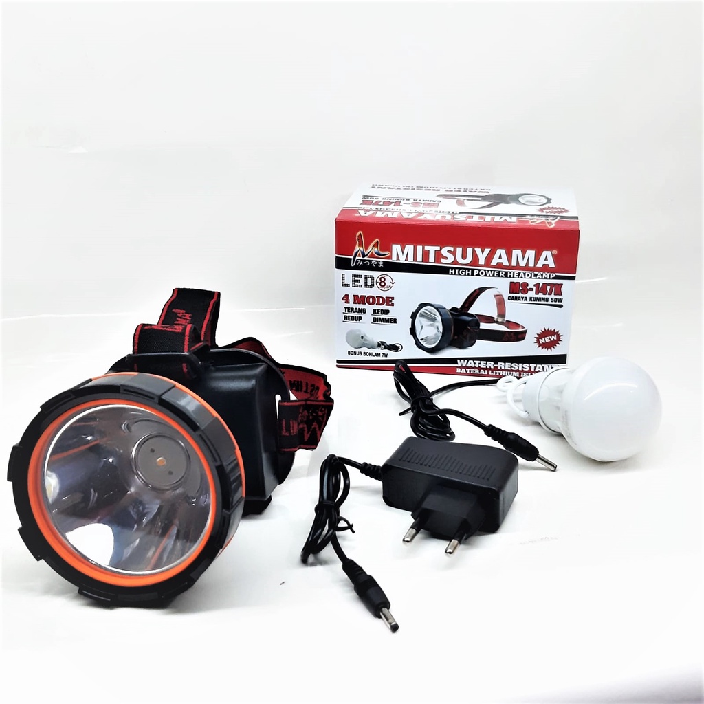 Senter Kepala Anti Air Cahaya Kuning Ekstra Bohlam Gantung MS-147K