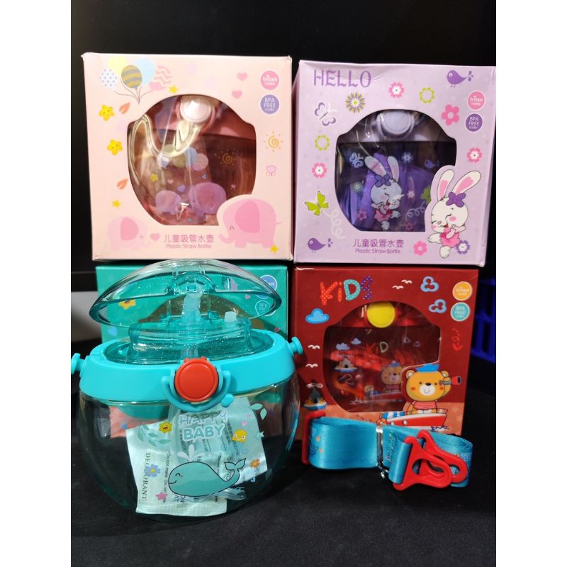 Botol Minum Anak Bulat Kartun Lucu 400ml / Botol Air Transparant BPA FREE