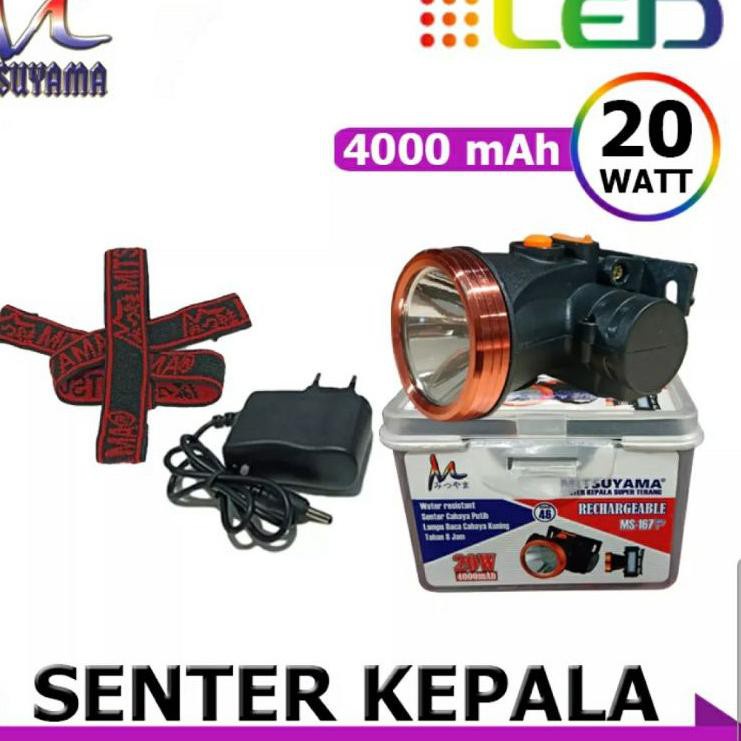 Senter Kepala COB MS-167P Lampu Sorot Emergency Mitsuyama LED Rechargeable High Power Head Lamp