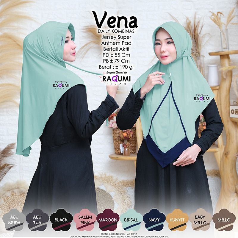 VENA ORIGINAL RAQUMI HIJAB | JILBAB BIRSAL | JILBAB JERSEY RAQUMI | JILBAB DAILY RAQUMI