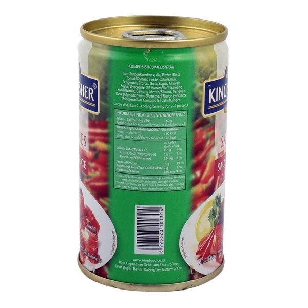 

sa2011aa Paket 2 Pcs King'S Fisher Sarden Mini Saus Sambal Makanan Kaleng 155G Xa20X1