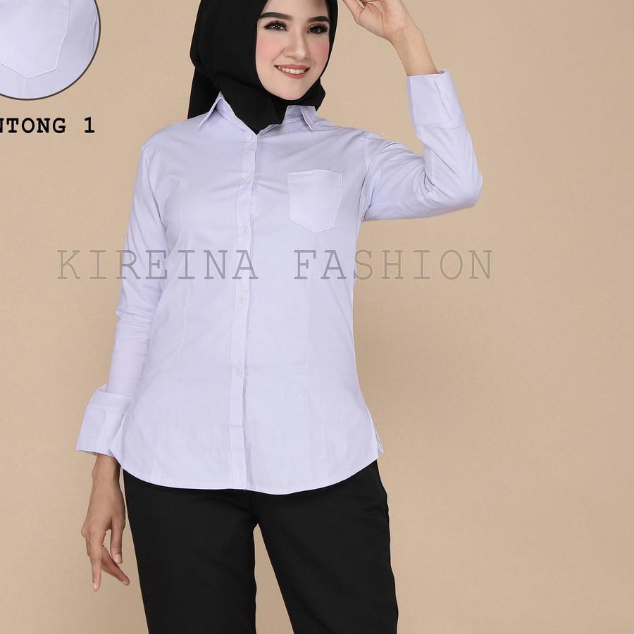 ◘ KEMEJA KERJA PUTIH KANTONG 1 / KIREINA FASHION ➱