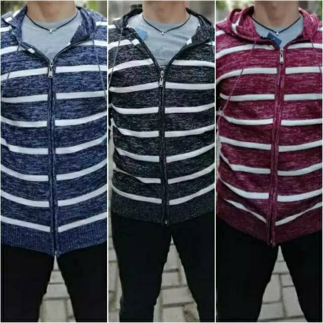 Jaket pria rajut salur tuwton