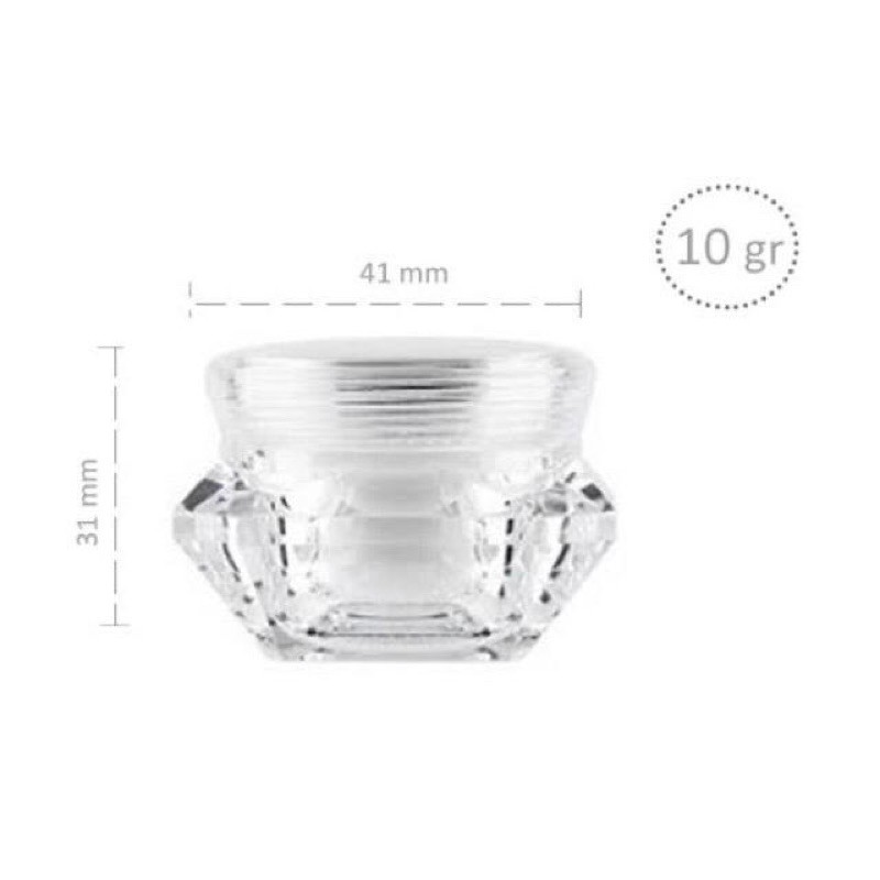 10gr Pot Cream/krem Diamond shape shiny dengan inner lid bahan acrylic tebal Premium Quality (D10)