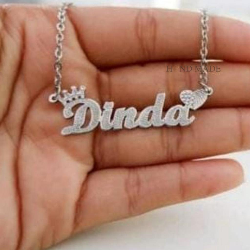 kalung nama titanium anti karat anak dewasa kalungnama aksesoris wanita necklace titanium aksesoris fashion